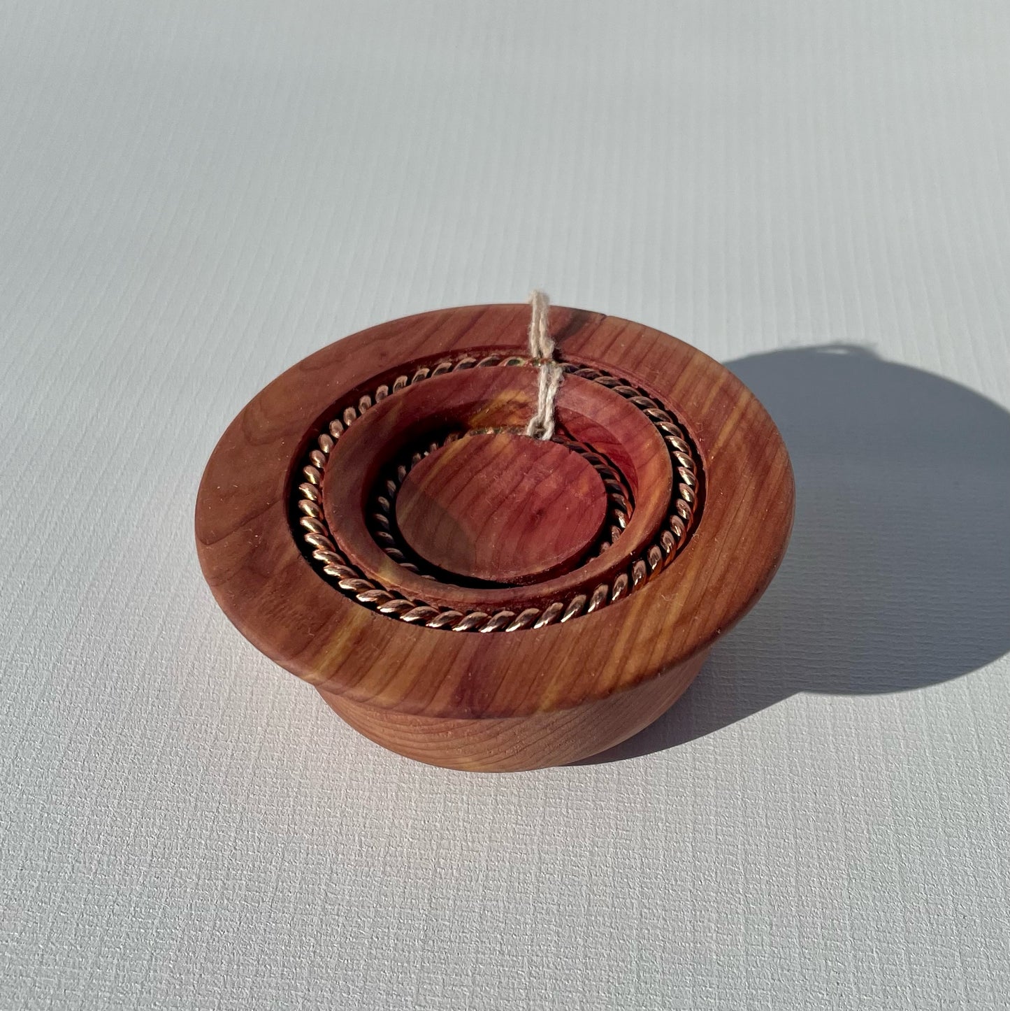 Rose Quartz Sphere with Tensor Ring Cedar Wood Stand